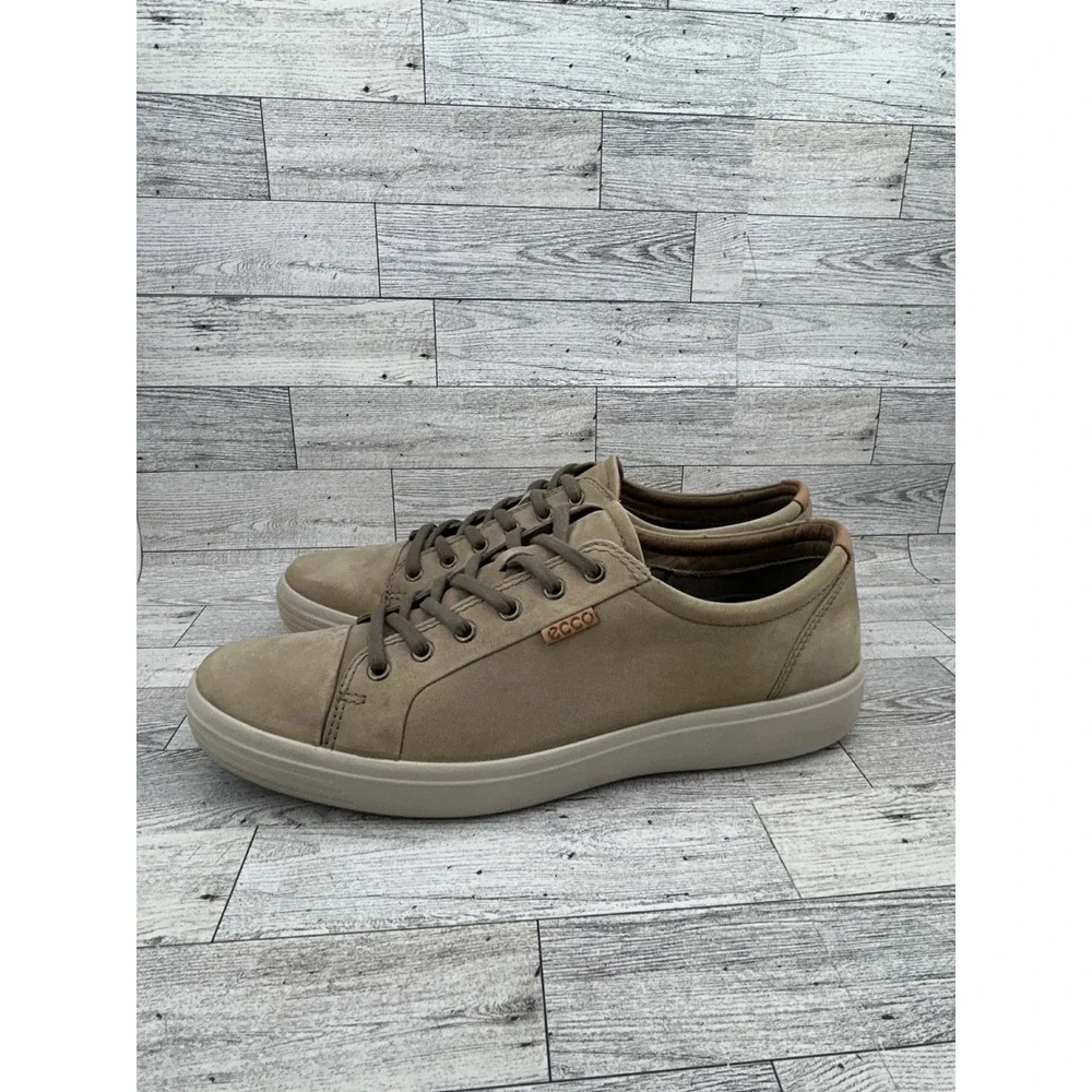 ECCO Men's Casual Sneakers Taupe Leather Lace Up Comfort Size 11 EU‎ 45